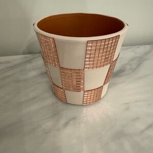Small rose gold disco checkered flower pot planter